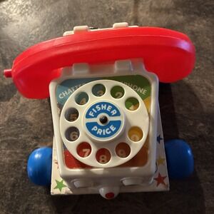Vintage Fisher Price Chatter Phone Rotary Telephone Pull Toy Clean Works!